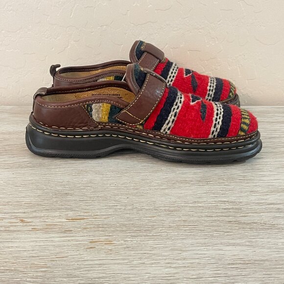 Born Shoes 8 Brown Leather Woven Wool Slip On Western - Picture 8 of 14